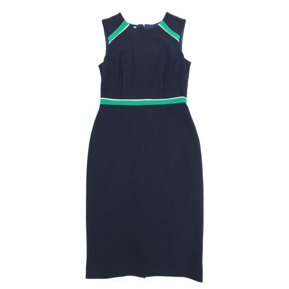 HOBBS London Aman Striped Sheath Dress Navy Blue 4 Career Business Modest Preppy